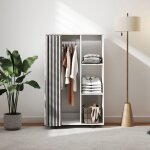 Mothinessto3526 - armoire penderie v�tement dressing mobile 4 roulettes avec tringle � v�tements et �tag�res ...