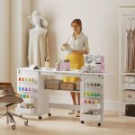 Mothinessto4886 - table de couture pliante meuble couture � roulettes 2 portes magn�tiques 4 bacs 20 ...