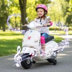 Moto �lectrique pour enfants 12v costway double moteur 4 roues (roues dentra�nement) musique klaxon phares ...