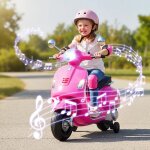 Moto �lectrique pour enfants 12v costway double moteur 4 roues (roues dentra�nement) musique klaxon phares ...