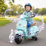 Moto �lectrique pour enfants 12v costway double moteur 4 roues (roues dentra�nement) musique klaxon phares ...