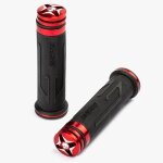 Moto guidon embout poigne route universel antidrapant 22mm rouge