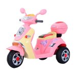 Moto scooter lectrique pour enfants 6 v env. 3 km / h 3 roues et topcase effet lumineux et sonore rose ...