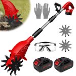 Motoculteur sans fil 500w ? bineuse �lectrique portable - labourage 25 cm - 2 batteries ? id�al pour ...