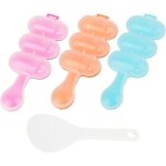 Moules � boules de riz - lot de 3 - plastique pp - couleurs vari�es - inclus 3 cuill�res
