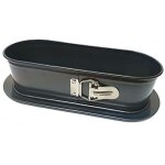 Moule  charnires ovale - baumalu - 31x12x8 cm - acier revtu carbon steel 08 mm - antiadhrent anthracite ...