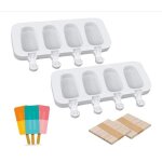 Moule  crme glace 2 moules  popsicles silicone avec 100 btonnets en bois moule  sucette glace ...
