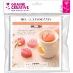 Moule pour fondants � bougie - graine cr�ative - coeurs - 4 pi�ces - fabriqu� en france