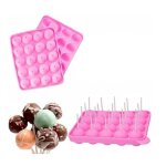 Moule  pop cake - silicone - 20 cavits - inclus 20 btonnets - facile  nettoyer - impermable