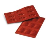 Moule silicone 9 madeleines rouge