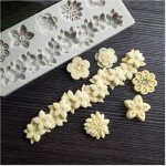Moule silicone décors feuilles & fleurs pate À sucre & damande cake design Moule silicone décors feuilles & fleurs pate À sucre & damande cake design