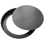 Moule à tarte cannelé - de buyer - fond amovible - Ø32cm - bord droit - acier anti - adhésif Moule à tarte cannelé - de buyer - fond amovible - Ø32cm - bord droit - acier anti - adhésif