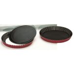 Moule � tarte - ibili - fond amovible - anti - adh�rent - 28 cm - rouge mouchet�