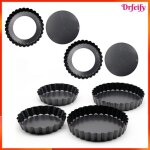 Moule � tarte � fond amovible - akozon - lot 6 - acier au carbone - rev�tement antiadh�sif - � 8 cm