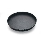 Moule  tarte - gobel - tourtiere cannele - 32cm - fond fixe - acier anti - adhrent - marron