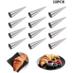 Moule tube croissant 12pcs moules cornet en acier inoxydable p�tisserie de cannoli pour les cornets � ...