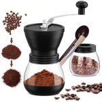 Moulin à café manuel - non spécifié - réglable - avec cuillère et brosse - 2 récipients en verre - noir ... Moulin à café manuel - non spécifié - réglable - avec cuillère et brosse - 2 récipients en verre - noir ...