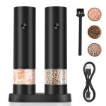 Moulin � poivre �lectrique rechargeable usb lot de 2 - 2 pi�ces inox universel - moulin sel �pice cuisine ...