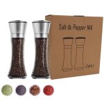 Moulin � poivre et sel - manuel - r�glable - verre transparent - acier inoxydable