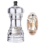 Moulin � poivre et sel - non sp�cifi� - r�glable - c�ramique - acrylique transparent - 5x5x11. 5cm