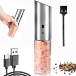 Moulin à sel et poivre électrique rechargeable par usb moulin à sel et poivrière en acier inoxydable ... Moulin à sel et poivre électrique rechargeable par usb moulin à sel et poivrière en acier inoxydable ...