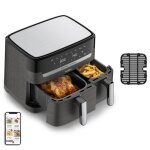 Moulinex friteuse sans huile + grill 8, 3l, 2 tiroirs, 8 programmes, economie d?nergie, air fryer, dual ...