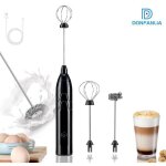 Mousseur  lait usb rechargeable portable mini fouet electrique 3 vitesses avec support inoxydable et ...