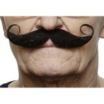 Moustache frise franaise noire - accessoire de dguisement pour adulte