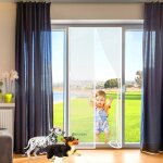Moustiquaire coulissante pour baie vitr�e - debsy - 215x200 cm - blanc - aimant�e - installation sans ...