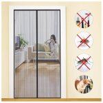 Moustiquaire coulissante pour baie vitr�e � fermeture magn�tique - maillage ultra fin 180x210 cm - noir ...