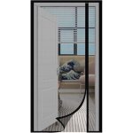 Moustiquaire magn�tique porte 110x230 cm rideau anti - insectes fibre de verre noir pour balcon terrasse ...