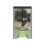 Moustiquaire magn�tique pour porte de balcon et terrasse rideau anti - insectes en polyester noir fermeture ...