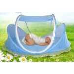 Moustiquaire pliable bb portable avec coussin et oreiller en bleu - voyage et vite lit tente simple ...