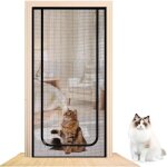 Moustiquaire porte - fen�tre anti - chats 90�210 cm ? toile acier rev�tue vinyle double fermeture �clair ...
