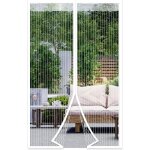 Moustiquaire de porte magn�tique - mhy� - fermeture aimant�e - sans per�age - 80x210 cm - blanc - maille ...