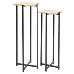 Mox - duo de sellettes gigognes industrielles aspect bois et mtal noir