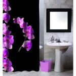Rideau de douche msv - lanyu noir - polyester - 180x200cm
