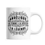 Mug - ang�lique - tasse pr�nom - c�ramique - blanc - design contemporain