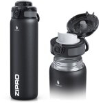 Mug bouteille isotherme 1000ml zipro - gourde inox double paroi - etanche & sans bpa - pour sport voyage ...