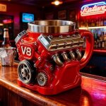 Mug caf� r�tro 3d moteur tasse caf� r�sine motif r�aliste moteurs v8 avec anses isolante tasse th� lait ...