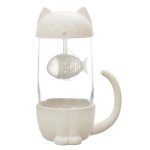 Mug infuseur à thé - poisson chat - 30cl - blanc - verre & polypropylène - design contemporain Mug infuseur à thé - poisson chat - 30cl - blanc - verre & polypropylène - design contemporain