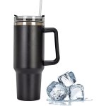 Mug isotherme - non spécifié - 40 oz - acier inoxydable 304 - noir - réutilisable avec paille Mug isotherme - non spécifié - 40 oz - acier inoxydable 304 - noir - réutilisable avec paille