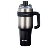 Mug isotherme - culinorea - 1200ml avec paille et poign�e acier inoxydable tasse isotherme gobelet � ...