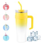 Mug thermique - inox - 40oz - jaune dgrad - double couche isolante - avec paille et poigne