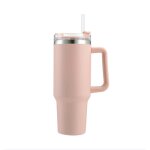 Mug de voyage - inox - rose - 1182 ml - isolant thermique - avec poignée et paille Mug de voyage - inox - rose - 1182 ml - isolant thermique - avec poignée et paille