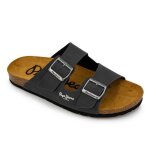 Mules double bride cuir boucle dor�e homme pepe jeans