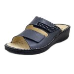 Mule femme ? cinzia soft - molles et orthop�diques - cuir bleu ? semelle amovible