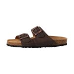 Mules plate cuir tamaris - marron pull up