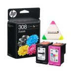 Multipack cartouches d?encre hp 308 pour imprimante hp deskjet 2910 2920 2921 2923 + un surligneur plein ...