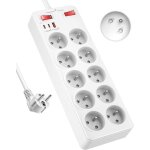 Multiprise 10 prises fran�aises bloc multiprise parafoudre et surtension prise multiple usb c avec interrupteu ...